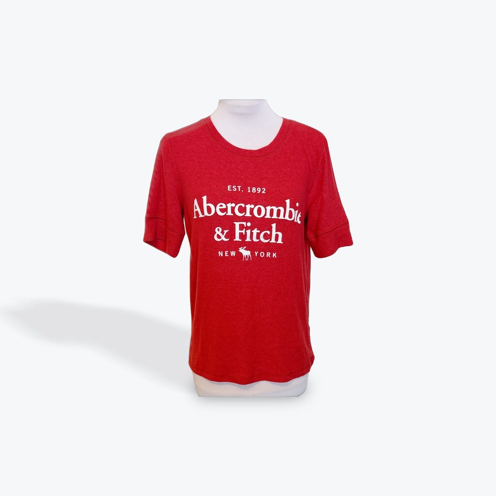 Abercrombie & Fitch Mens Small Red Graphic Logo T-Shirt Short Sleeve Crewneck